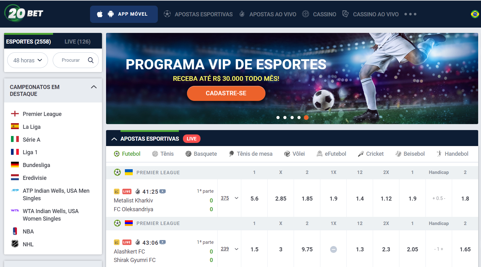 casa de Apostas Esportivas 20bet